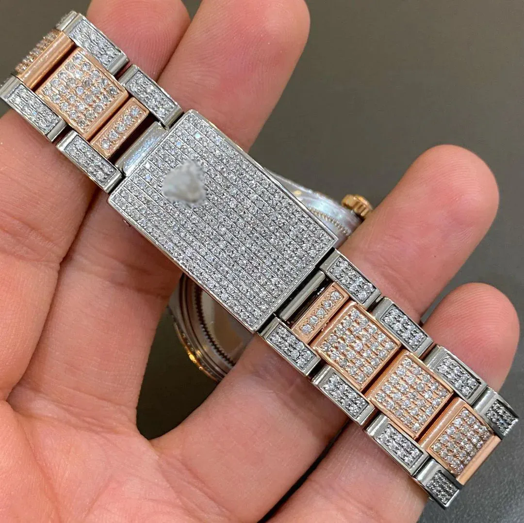 36mm Rolex Date-Just Moissanite Diamond Watch  W 138