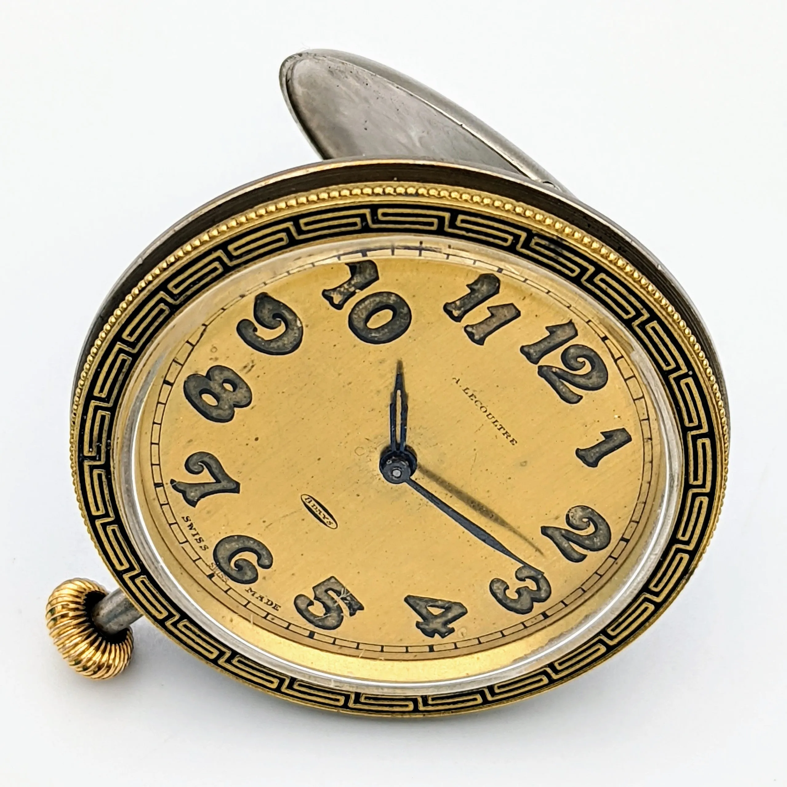 A. LeCoultre Sandoz Antique 8 Day Car Clock Watch Serviced Excellent Timekeeping