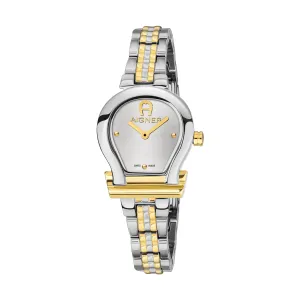 AIGNER TIVOLI LADIES TWO TONE YELLOW GOLD BRACELET SILVER DIAL WATCH