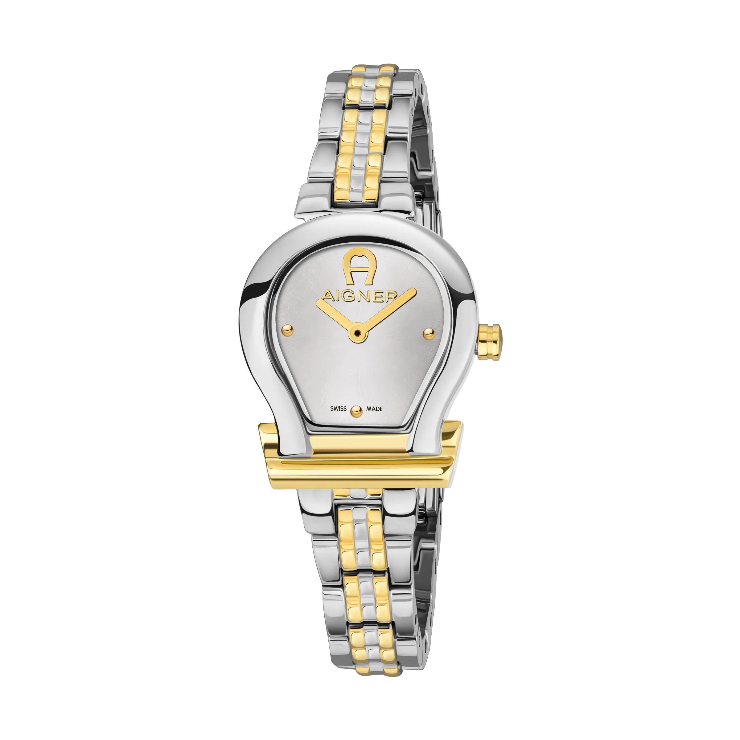 AIGNER TIVOLI LADIES TWO TONE YELLOW GOLD BRACELET SILVER DIAL WATCH