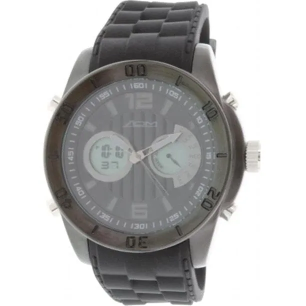 American Design Machine Men's Quartz Stainless Steel and Silicone Sports Watch, Color: Black