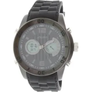 American Design Machine Men's Quartz Stainless Steel and Silicone Sports Watch, Color: Black