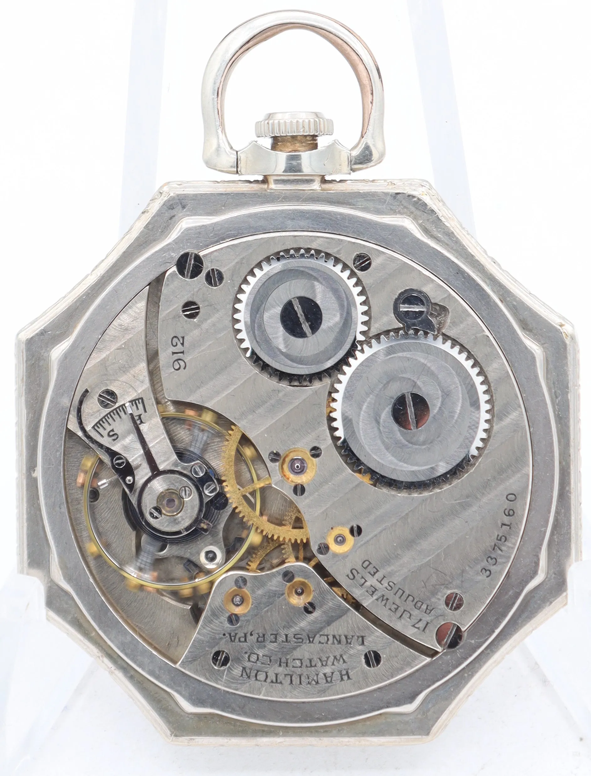 Antique 12 Size Hamilton Octagonal Pocket Watch 912 14k White Gold Filled