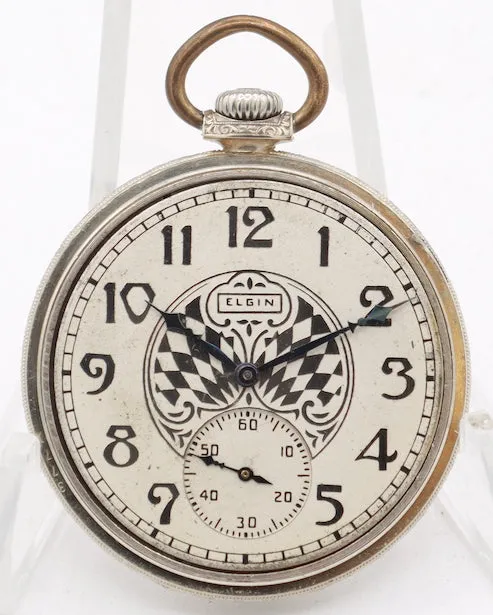 Antique 12S Elgin 17 Jewel Mechanical Pocket Watch 345 14k White Gold Filled