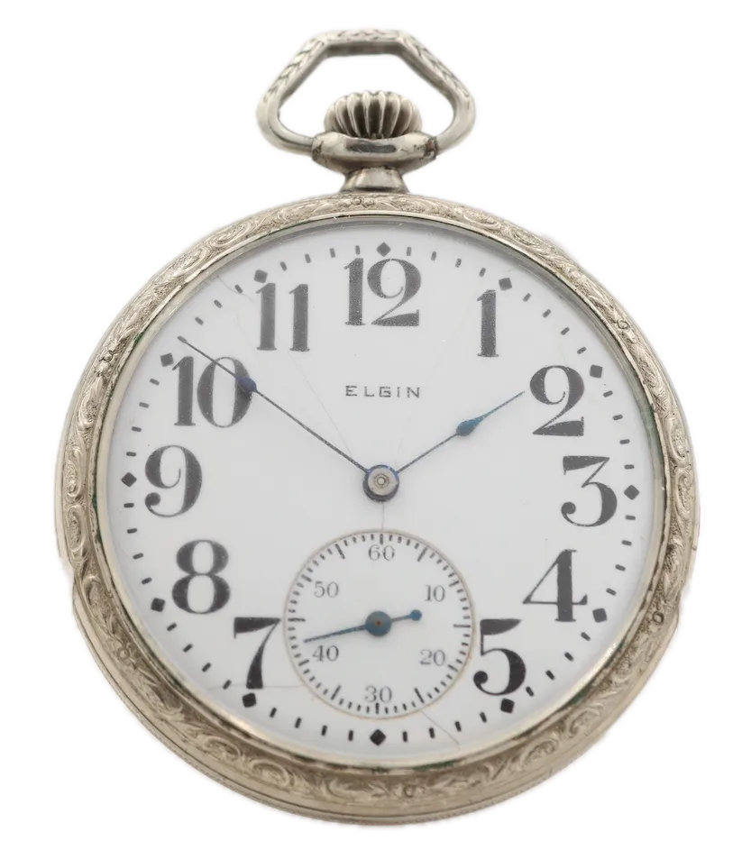 Antique 12s Elgin G.M. Wheeler 17 Jewel Mechanical Pocket Watch 347 NickelUSA