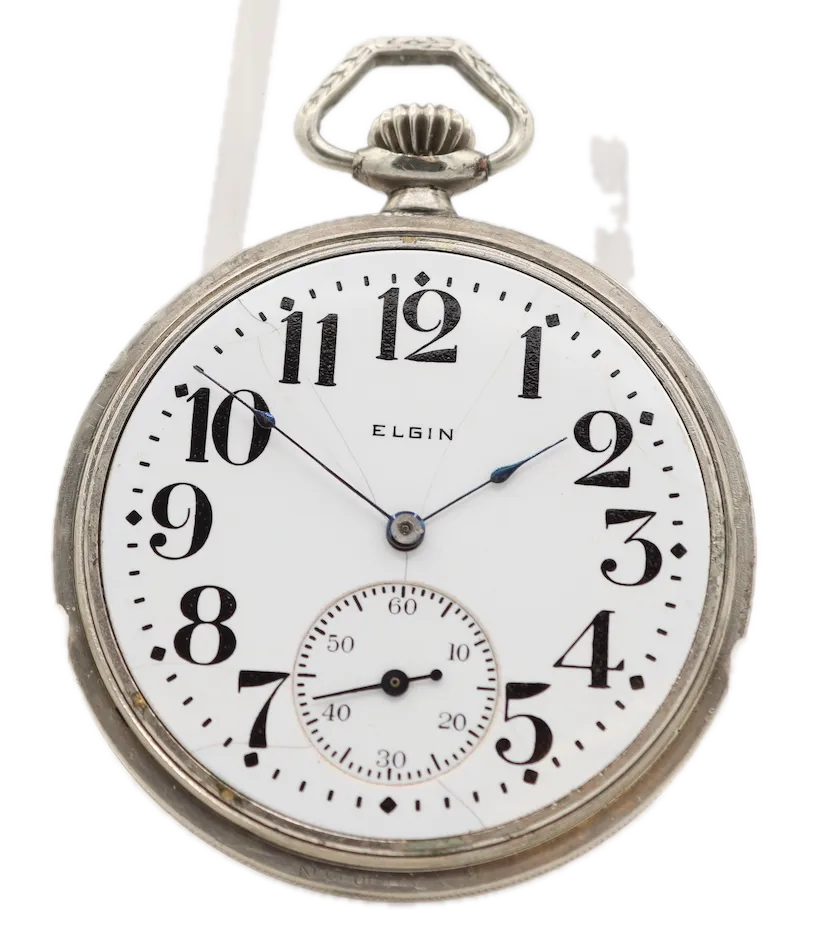 Antique 12s Elgin G.M. Wheeler 17 Jewel Mechanical Pocket Watch 347 NickelUSA