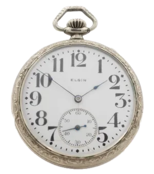 Antique 12s Elgin G.M. Wheeler 17 Jewel Mechanical Pocket Watch 347 NickelUSA