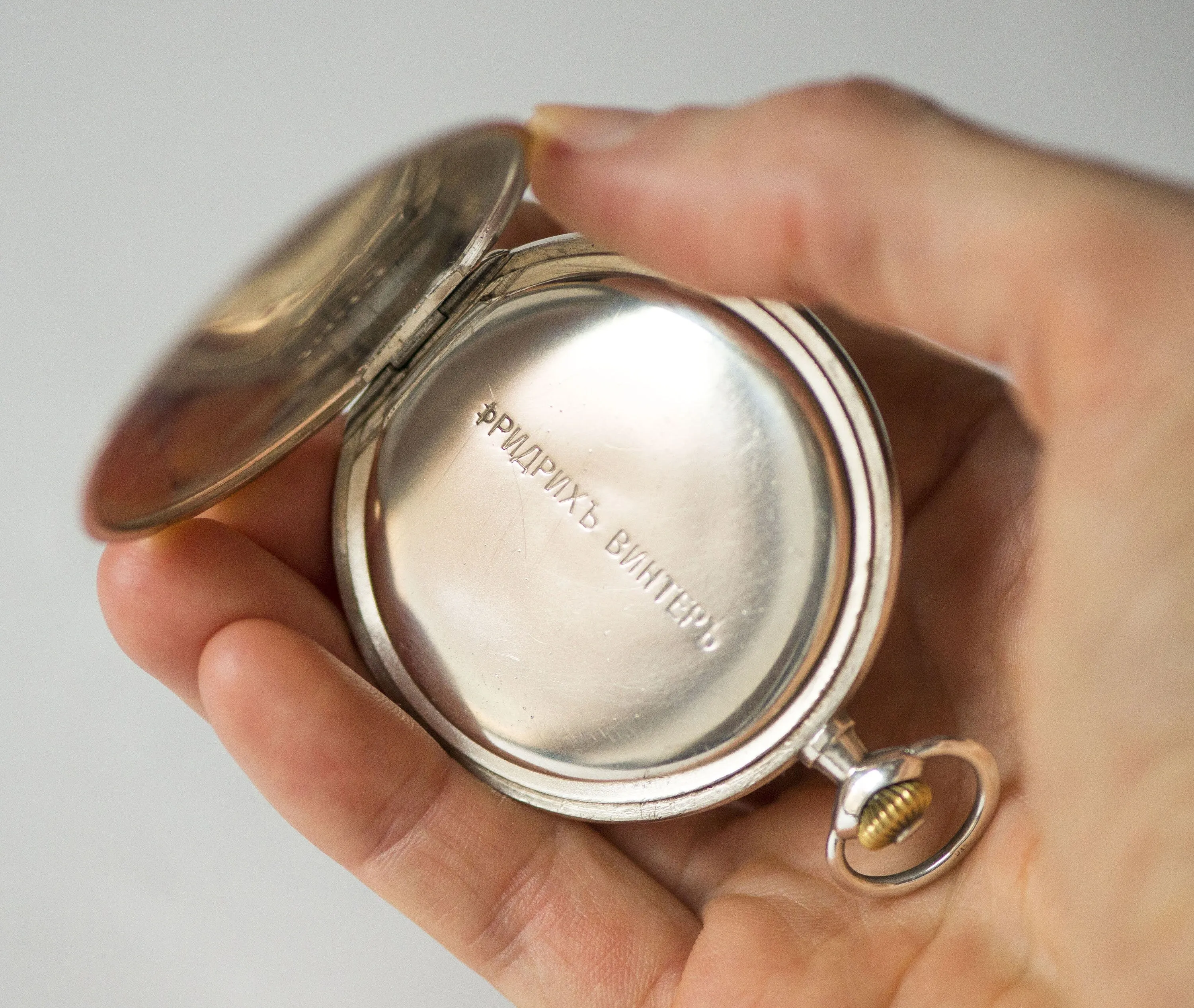 Antique Russian pocket watch Ф Винтер pure silver 0.875, Arabic numerals pocket watch 84 zolotnik Russian silver, Unique gift collectable  