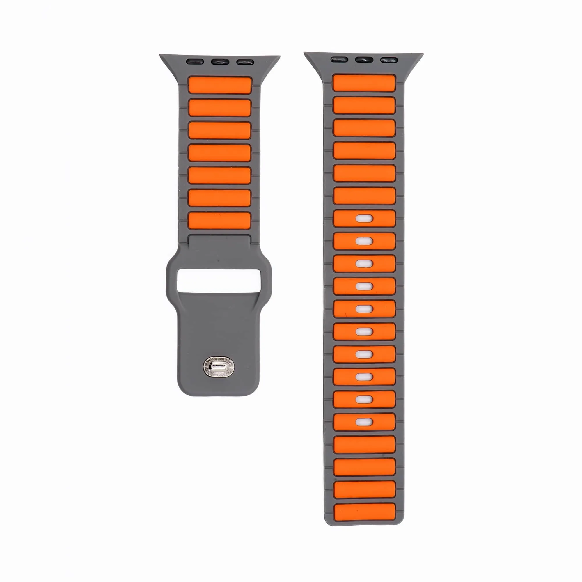 Apple Band ULTRA - Silicone Ripple - Gray & Orange