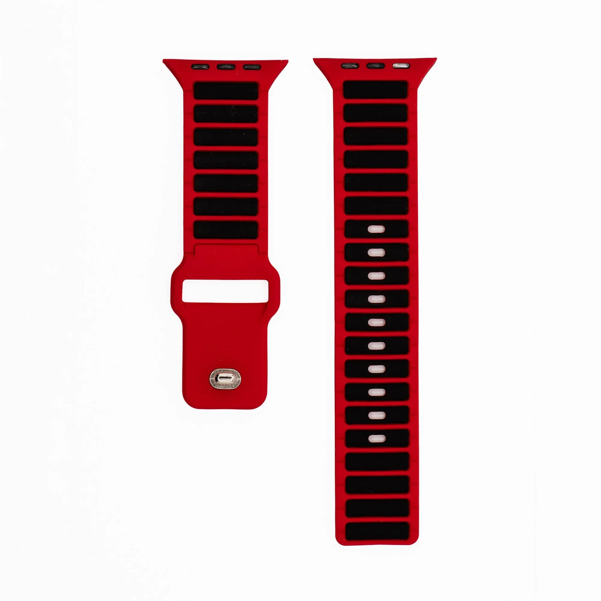 Apple Band ULTRA - Silicone Ripple - Red & Black