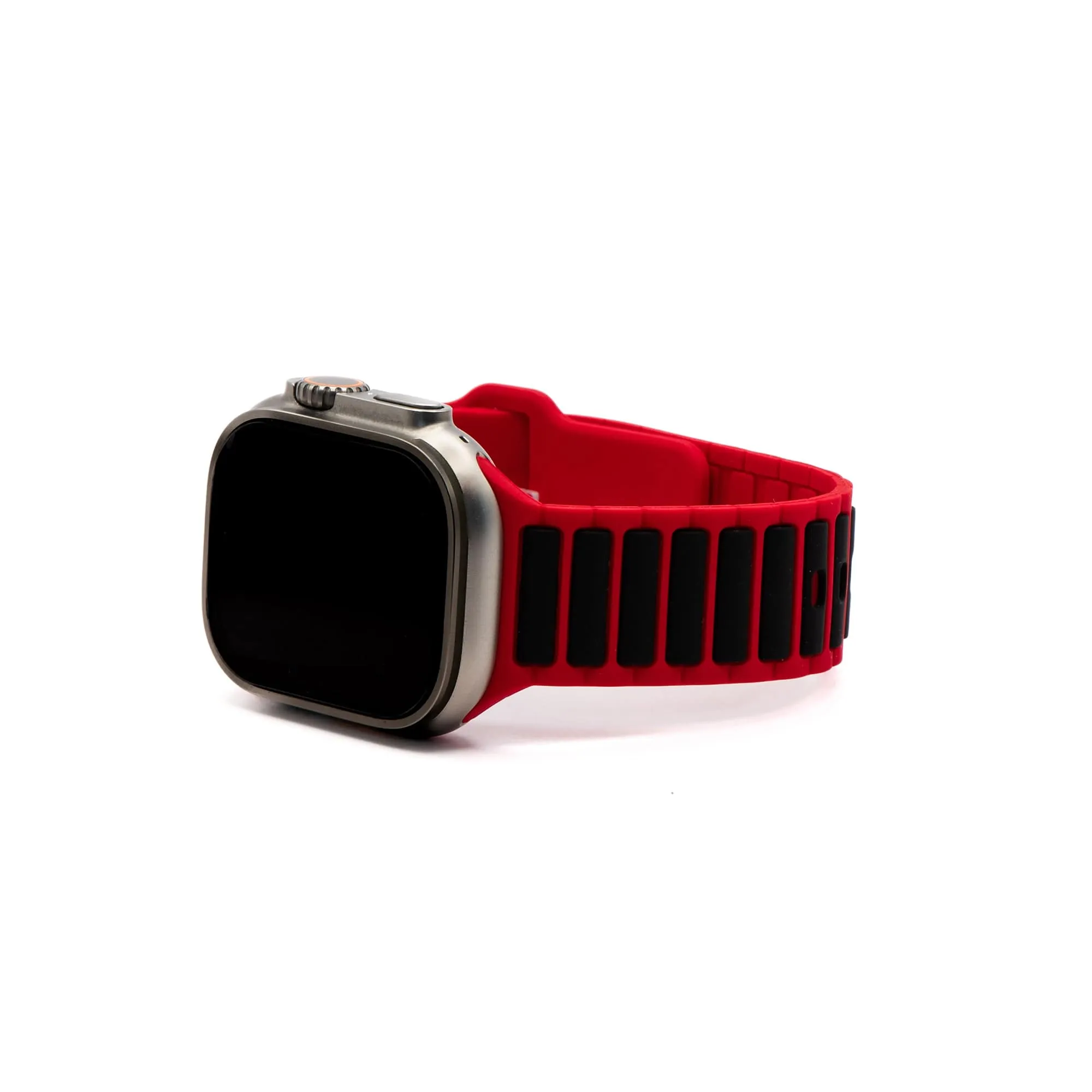 Apple Band ULTRA - Silicone Ripple - Red & Black