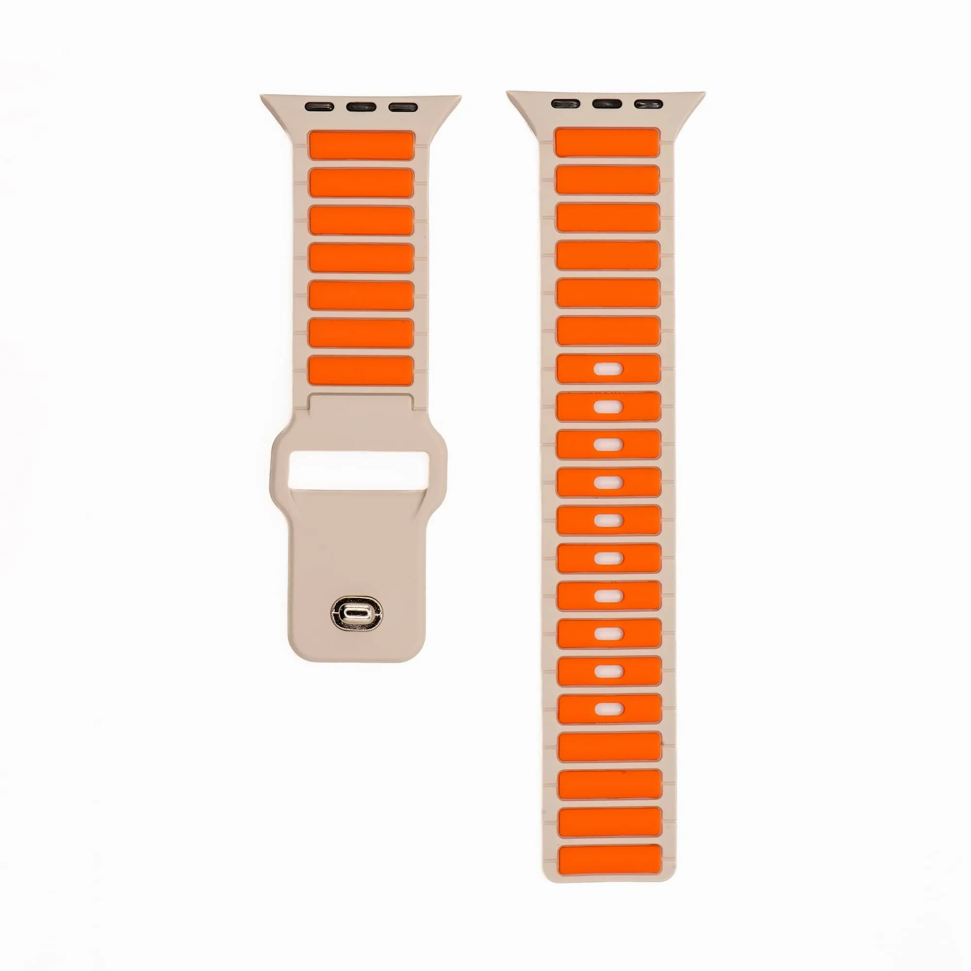 Apple Band ULTRA - Silicone Ripple - Stone & Orange