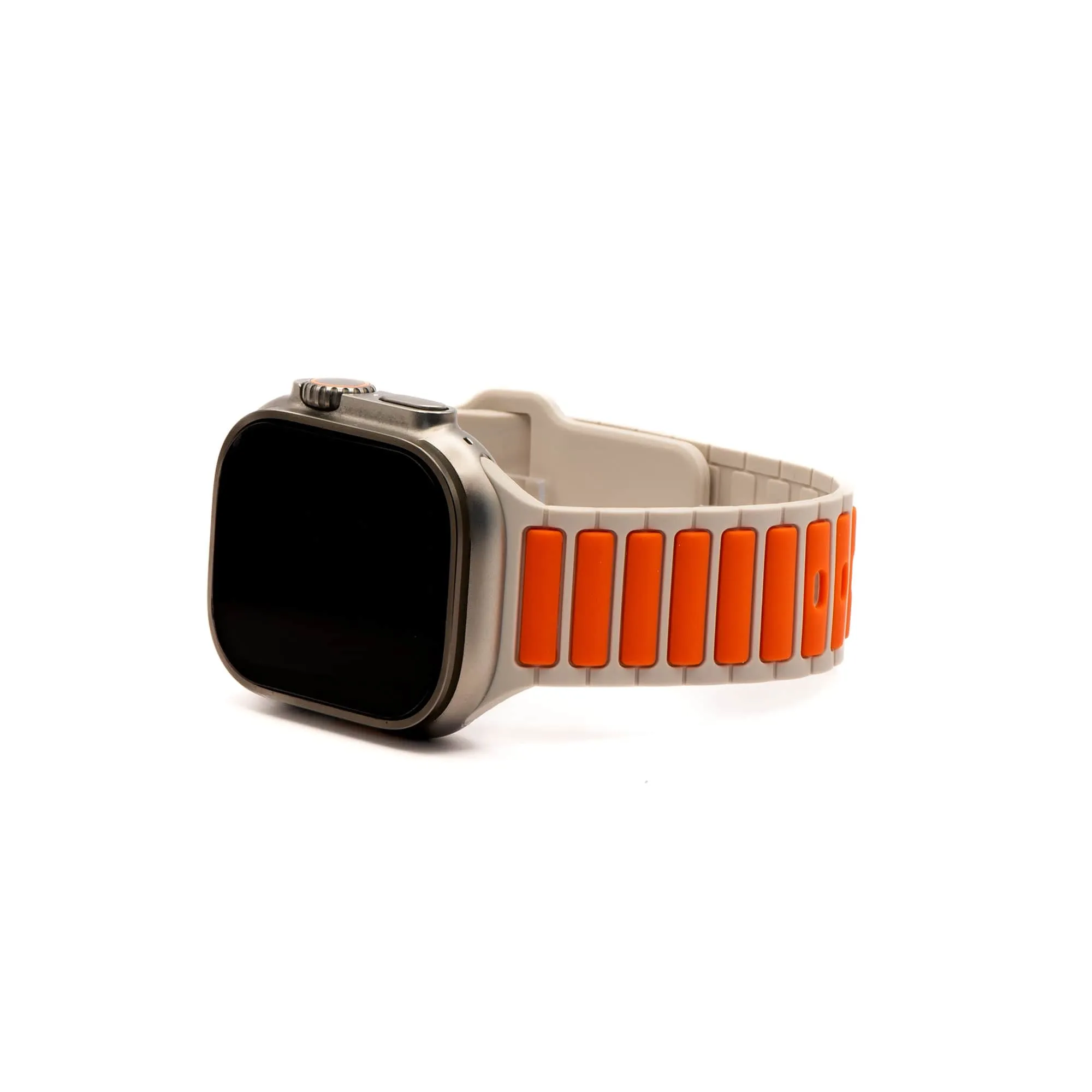 Apple Band ULTRA - Silicone Ripple - Stone & Orange
