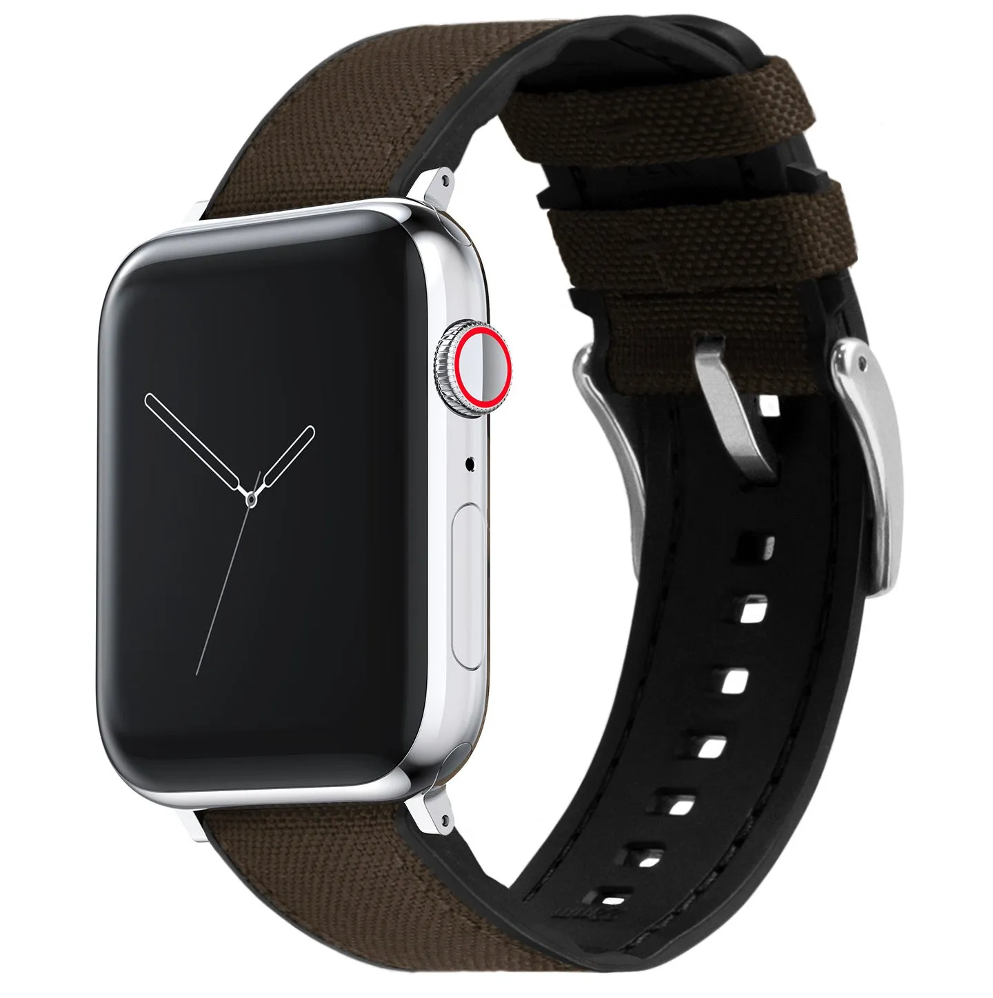 Apple Watch Chocolate Brown Cordura Fabric And Silicone Hybrid Watch Band