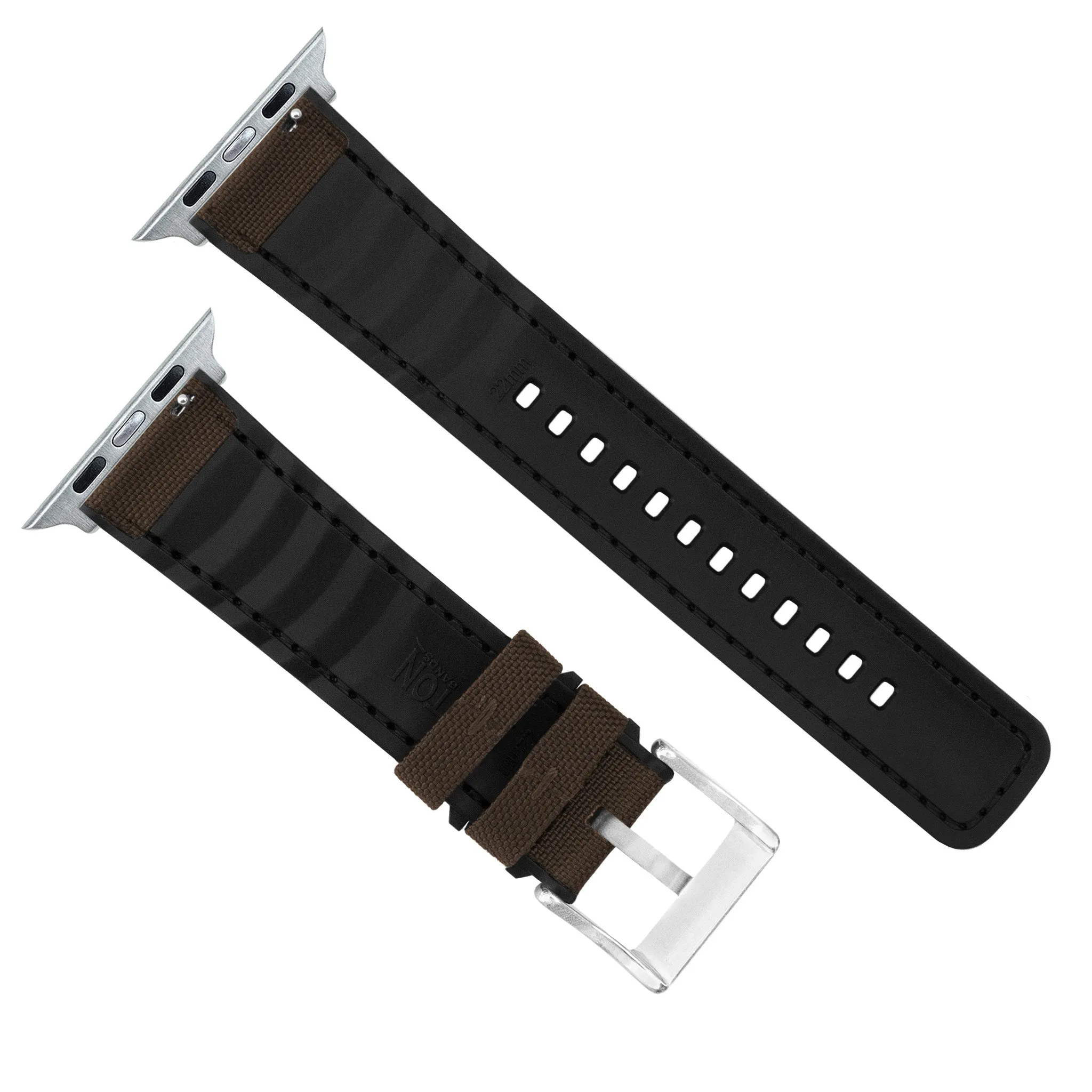 Apple Watch Chocolate Brown Cordura Fabric And Silicone Hybrid Watch Band