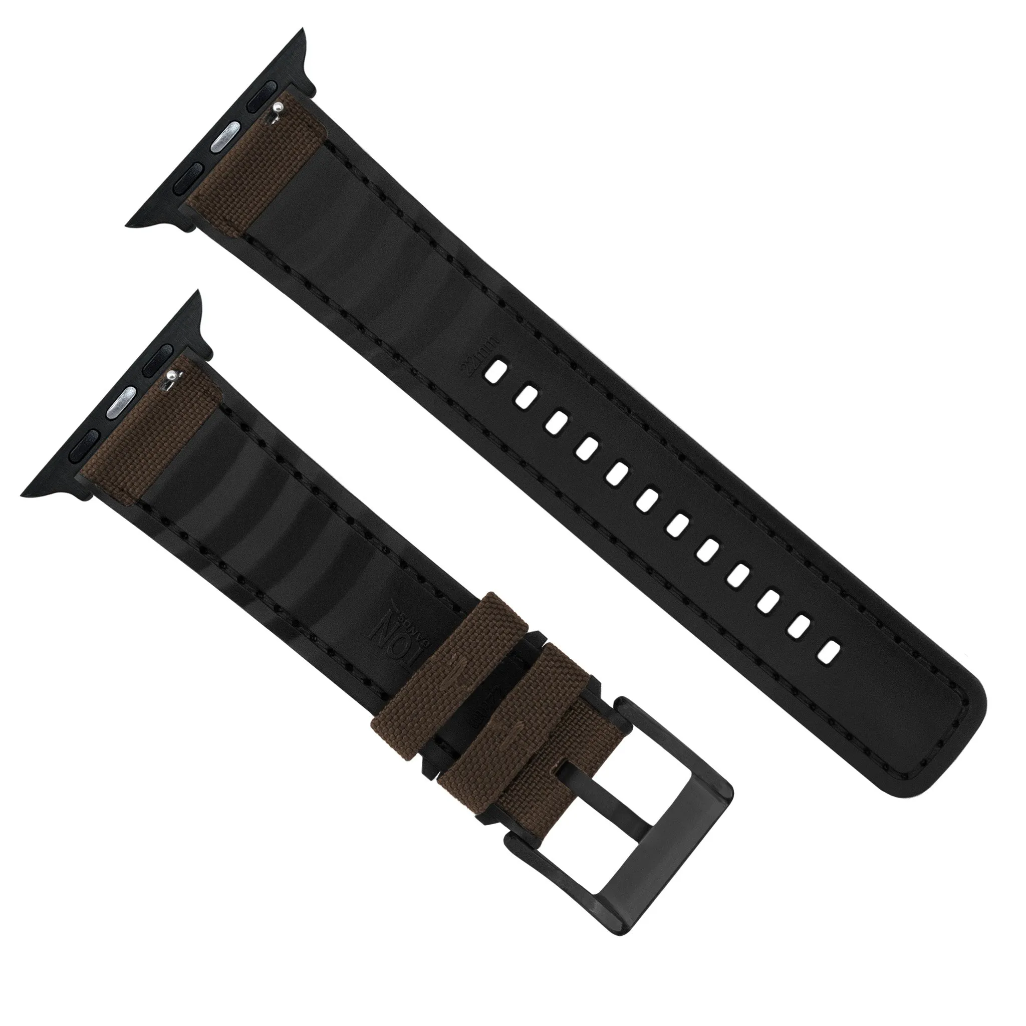 Apple Watch Chocolate Brown Cordura Fabric And Silicone Hybrid Watch Band