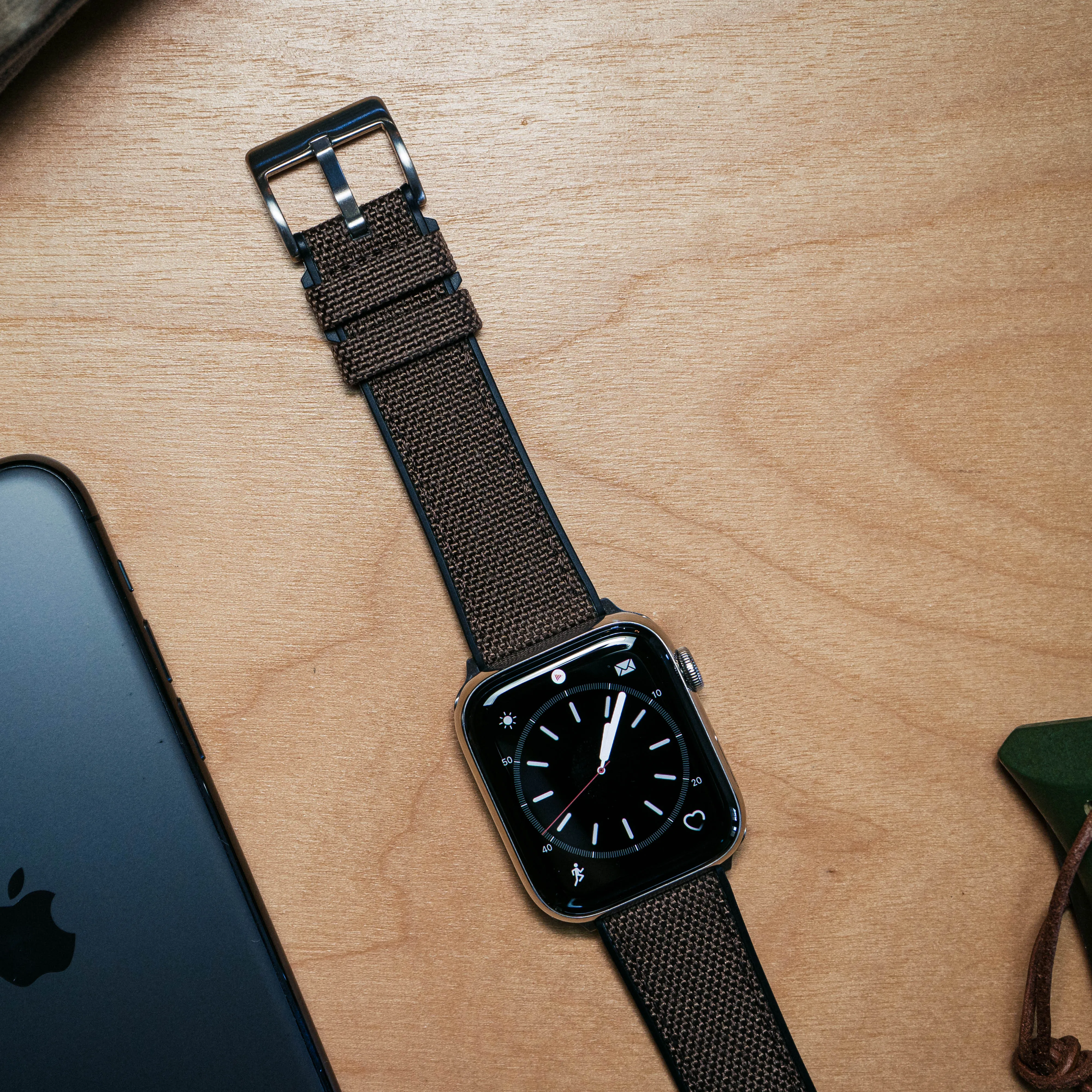 Apple Watch Chocolate Brown Cordura Fabric And Silicone Hybrid Watch Band