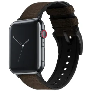 Apple Watch Chocolate Brown Cordura Fabric And Silicone Hybrid Watch Band