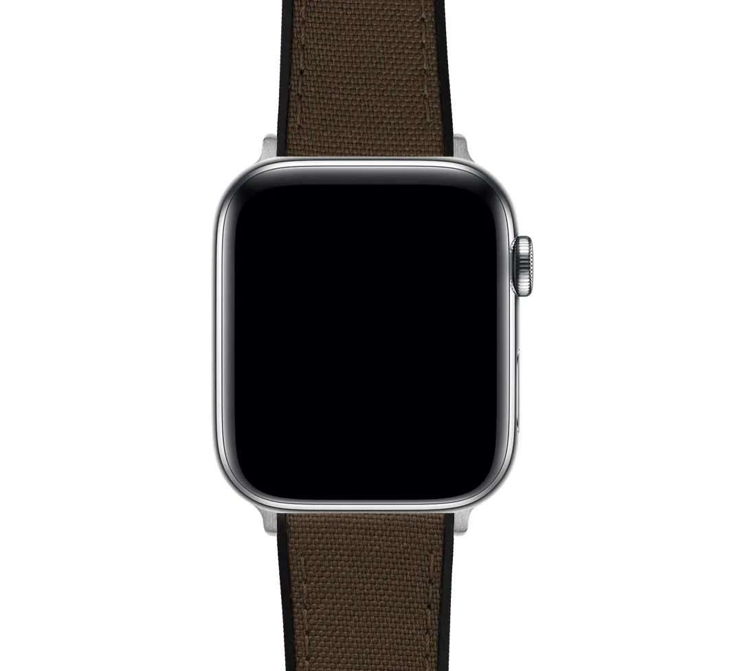 Apple Watch Chocolate Brown Cordura Fabric And Silicone Hybrid Watch Band