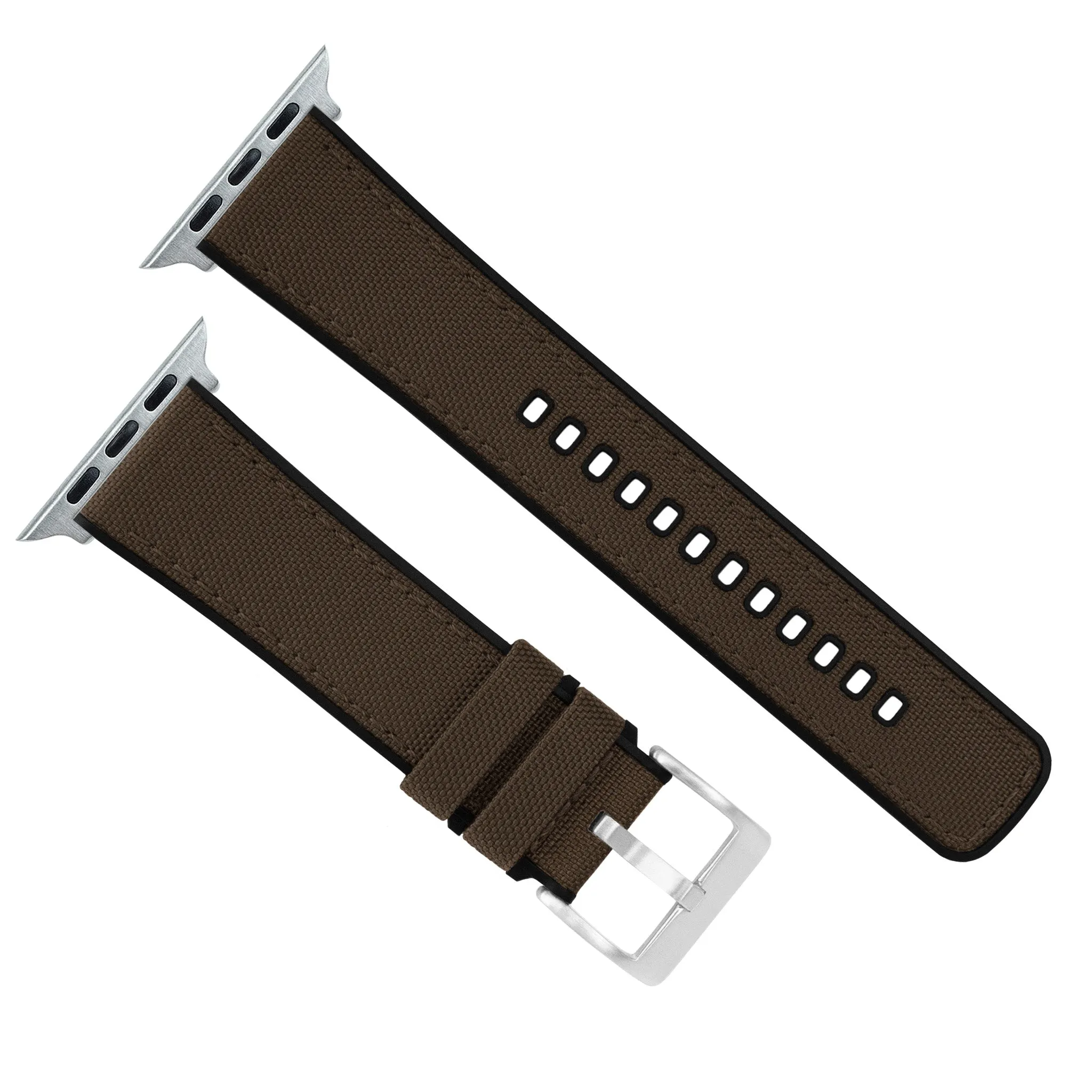Apple Watch Chocolate Brown Cordura Fabric And Silicone Hybrid Watch Band