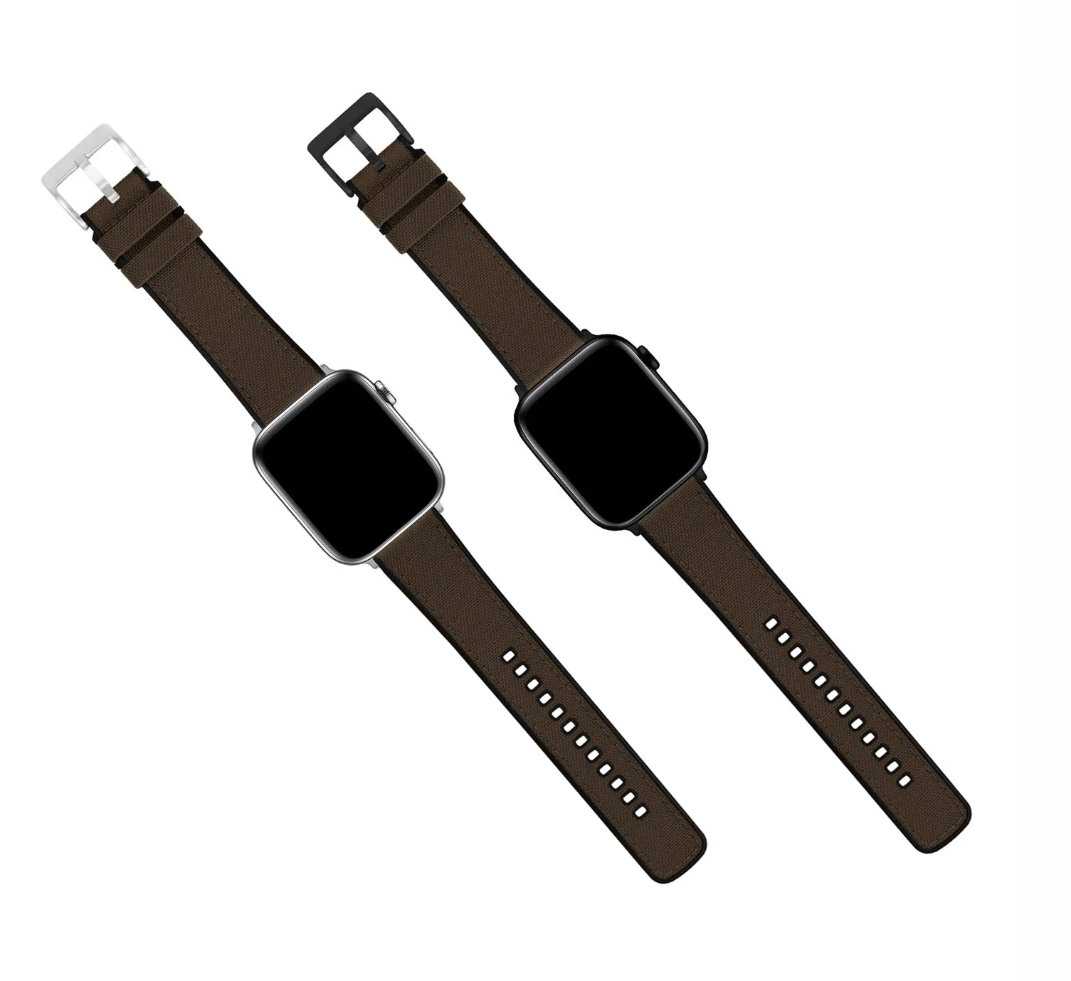 Apple Watch Chocolate Brown Cordura Fabric And Silicone Hybrid Watch Band