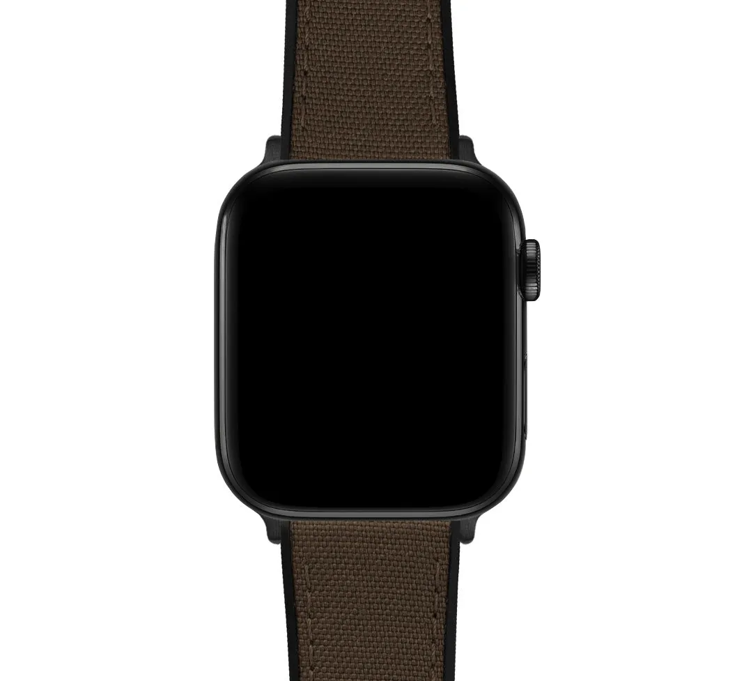 Apple Watch Chocolate Brown Cordura Fabric And Silicone Hybrid Watch Band