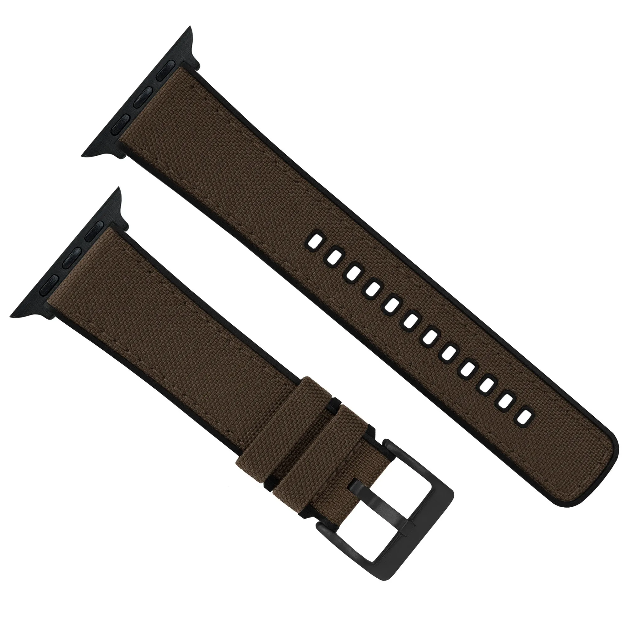 Apple Watch Chocolate Brown Cordura Fabric And Silicone Hybrid Watch Band