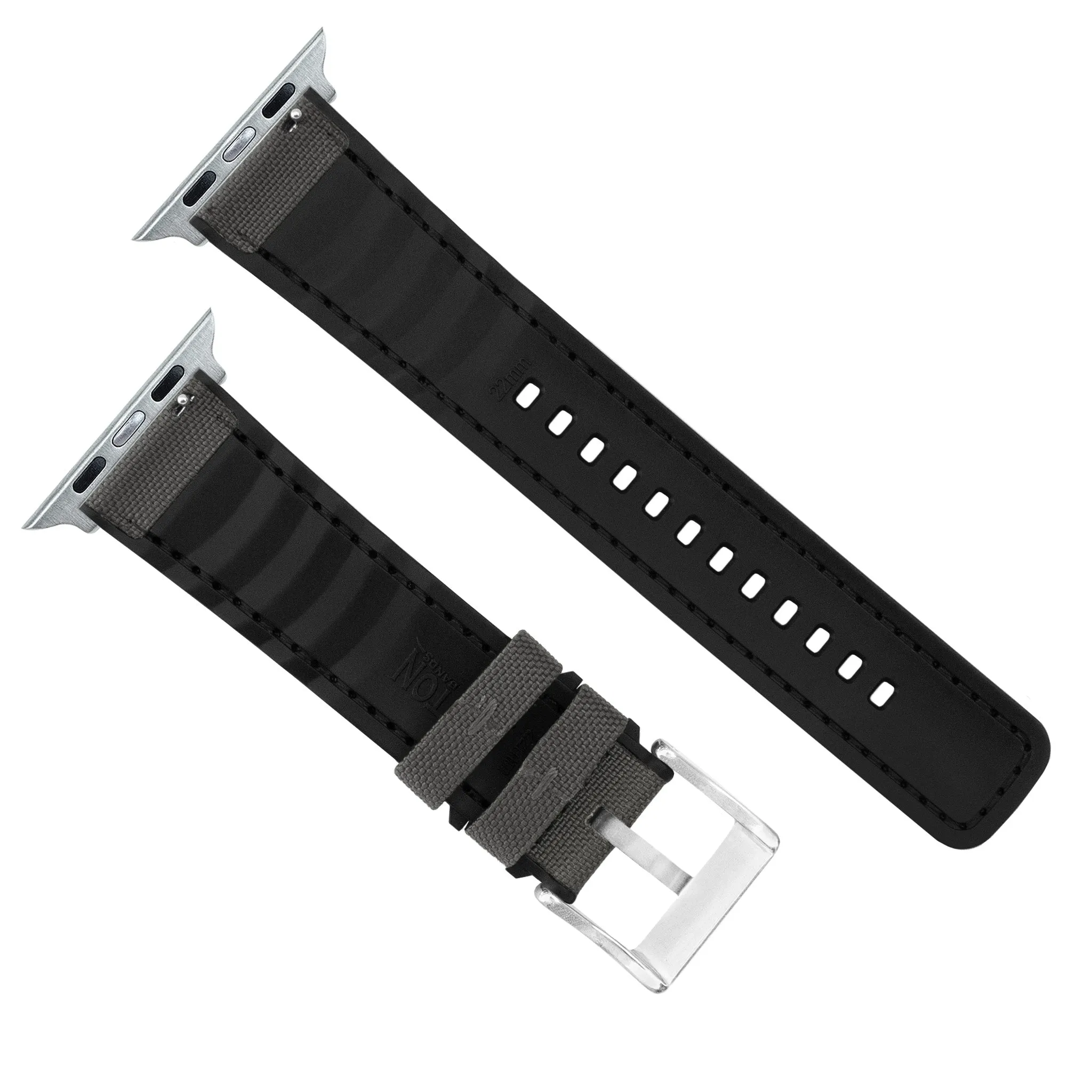 Apple Watch Smoke Grey Cordura Fabric And Silicone Hybrid Watch Band