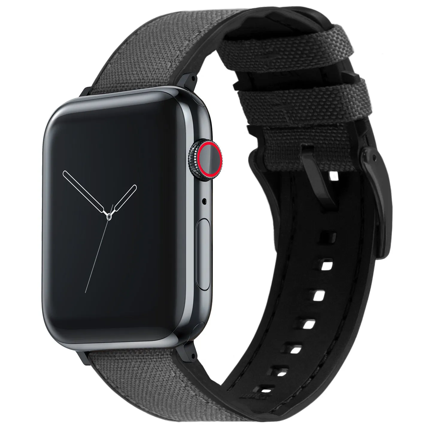 Apple Watch Smoke Grey Cordura Fabric And Silicone Hybrid Watch Band