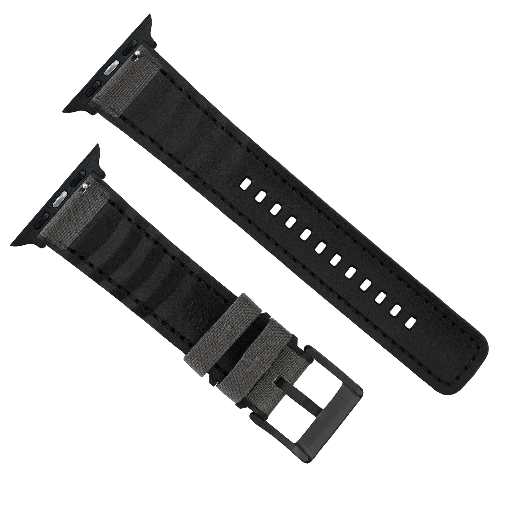 Apple Watch Smoke Grey Cordura Fabric And Silicone Hybrid Watch Band
