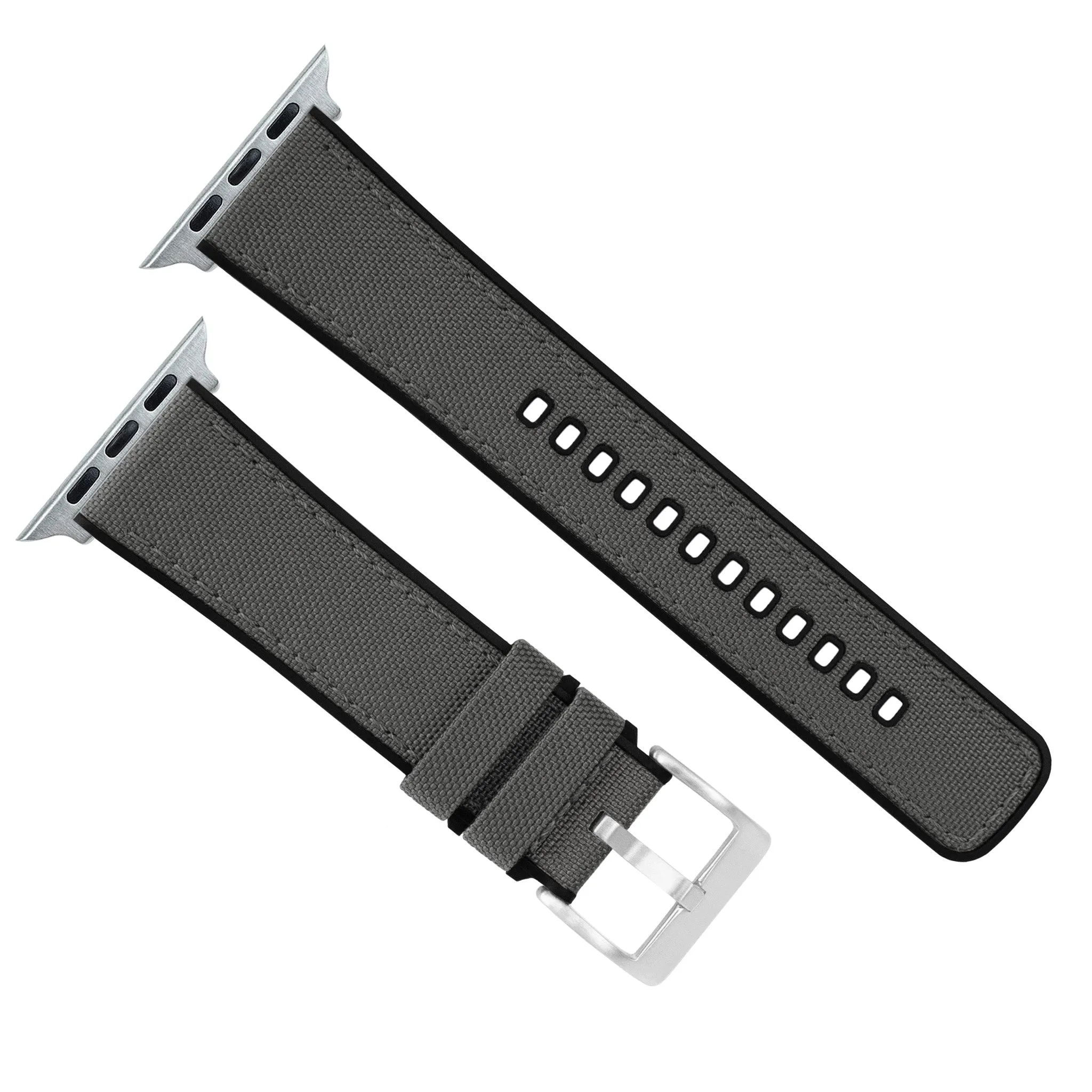 Apple Watch Smoke Grey Cordura Fabric And Silicone Hybrid Watch Band
