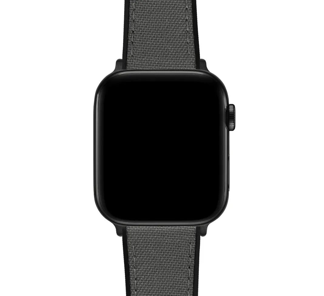 Apple Watch Smoke Grey Cordura Fabric And Silicone Hybrid Watch Band