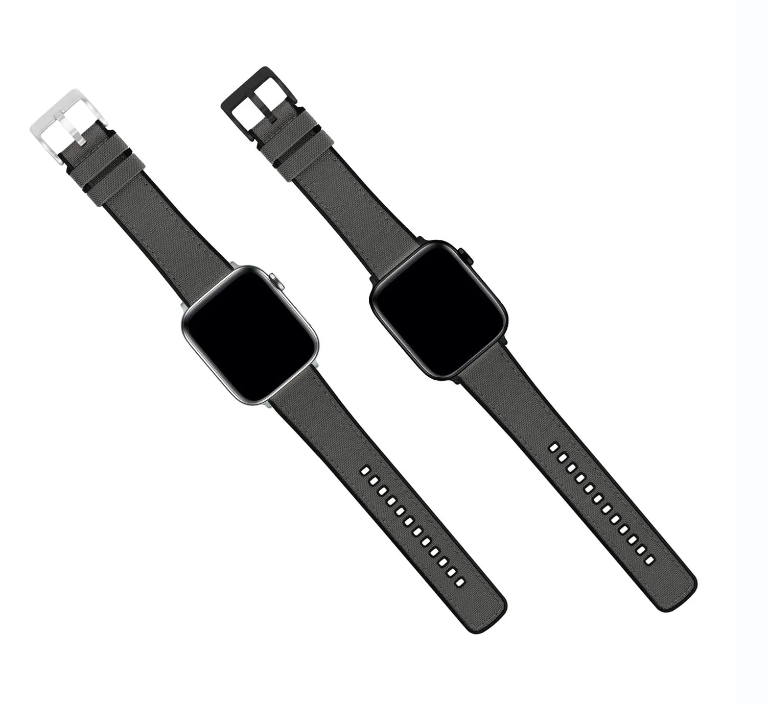 Apple Watch Smoke Grey Cordura Fabric And Silicone Hybrid Watch Band