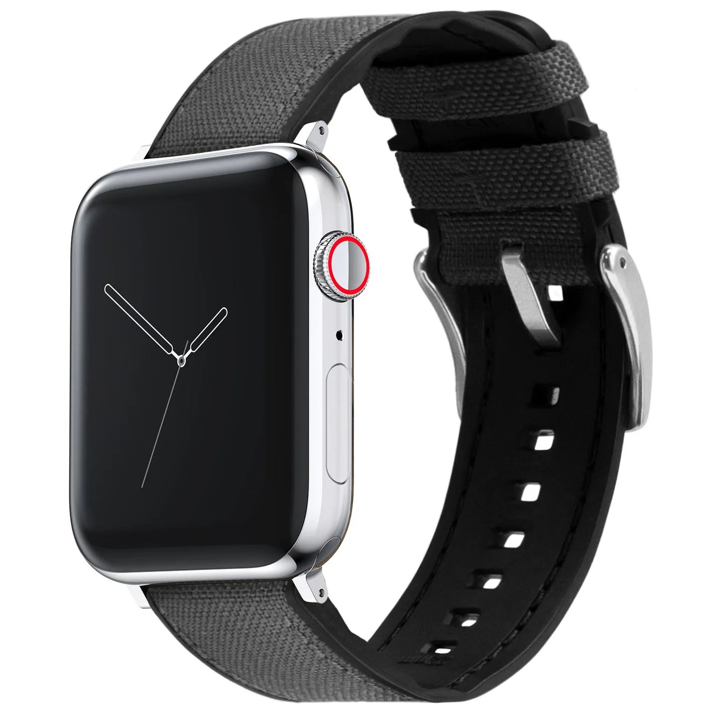 Apple Watch Smoke Grey Cordura Fabric And Silicone Hybrid Watch Band