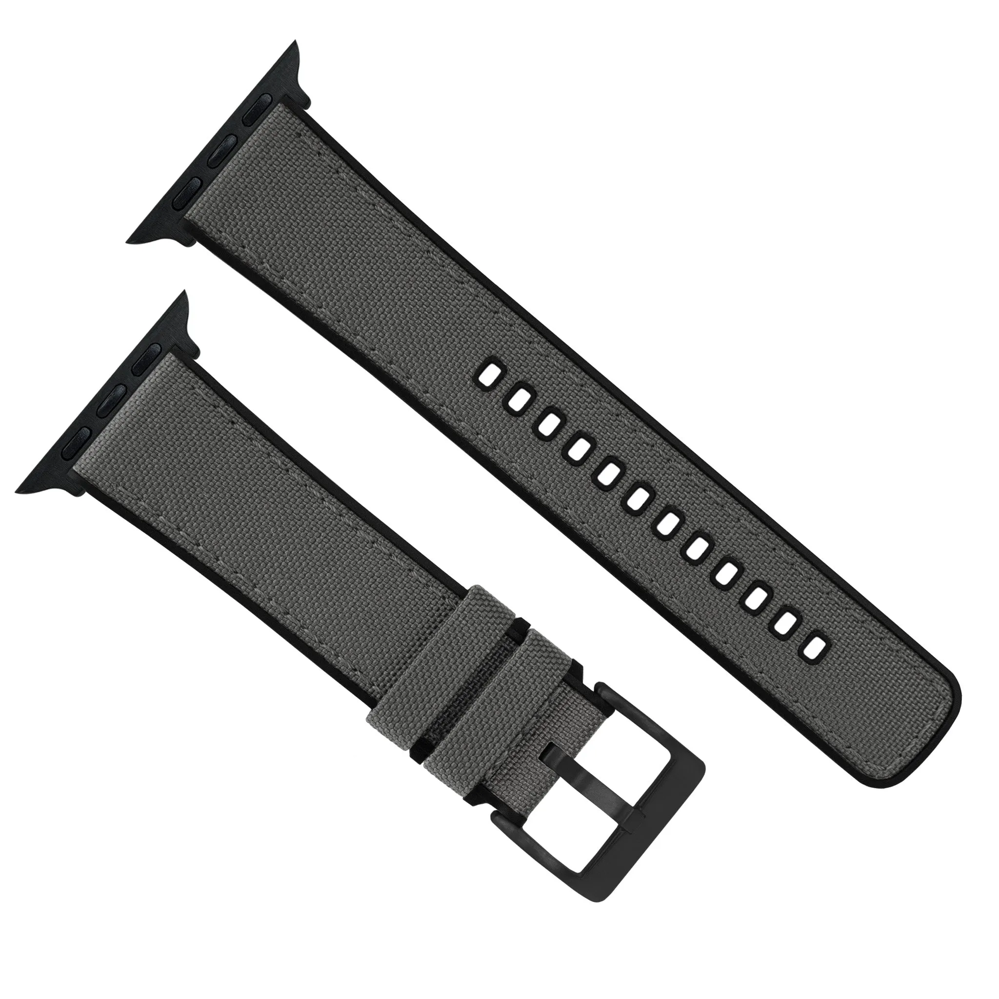Apple Watch Smoke Grey Cordura Fabric And Silicone Hybrid Watch Band