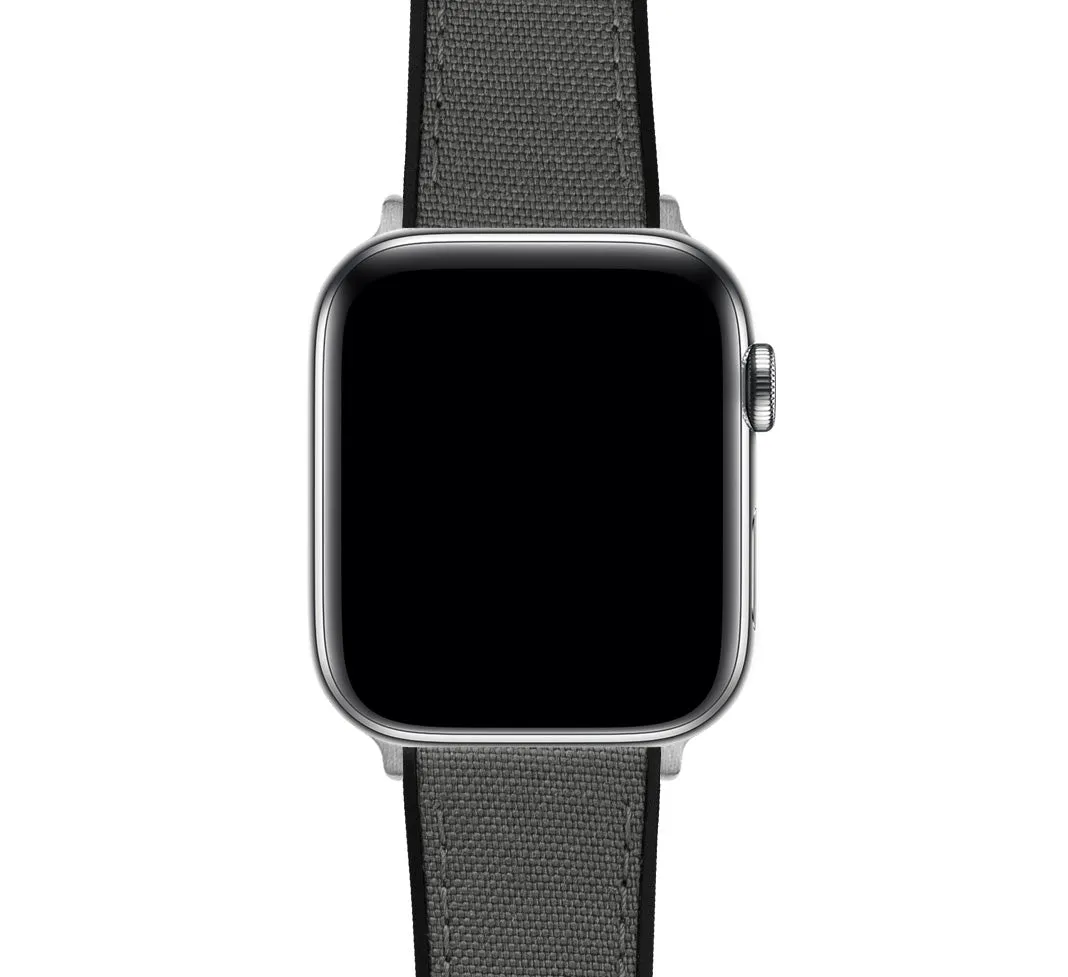 Apple Watch Smoke Grey Cordura Fabric And Silicone Hybrid Watch Band