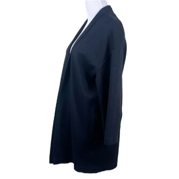 Aritzia Wilfred Free Open Front Cardigan Pockets 3/4 Sleeve Black Minimalist