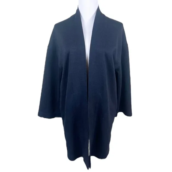 Aritzia Wilfred Free Open Front Cardigan Pockets 3/4 Sleeve Black Minimalist