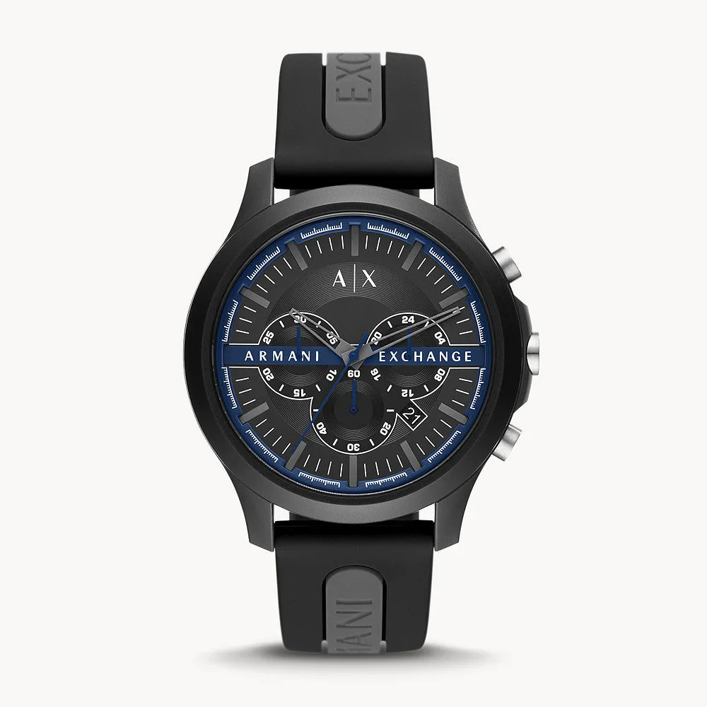Armani Exchange Men's Chronograph Black And Gray Silicone Watch