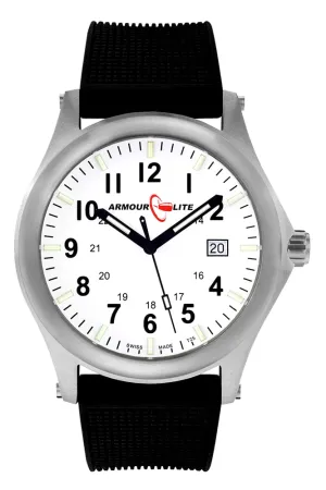 ArmourLite Field Series Tritium Watch, Discount Priced AL136, White Dial, Dive Strap