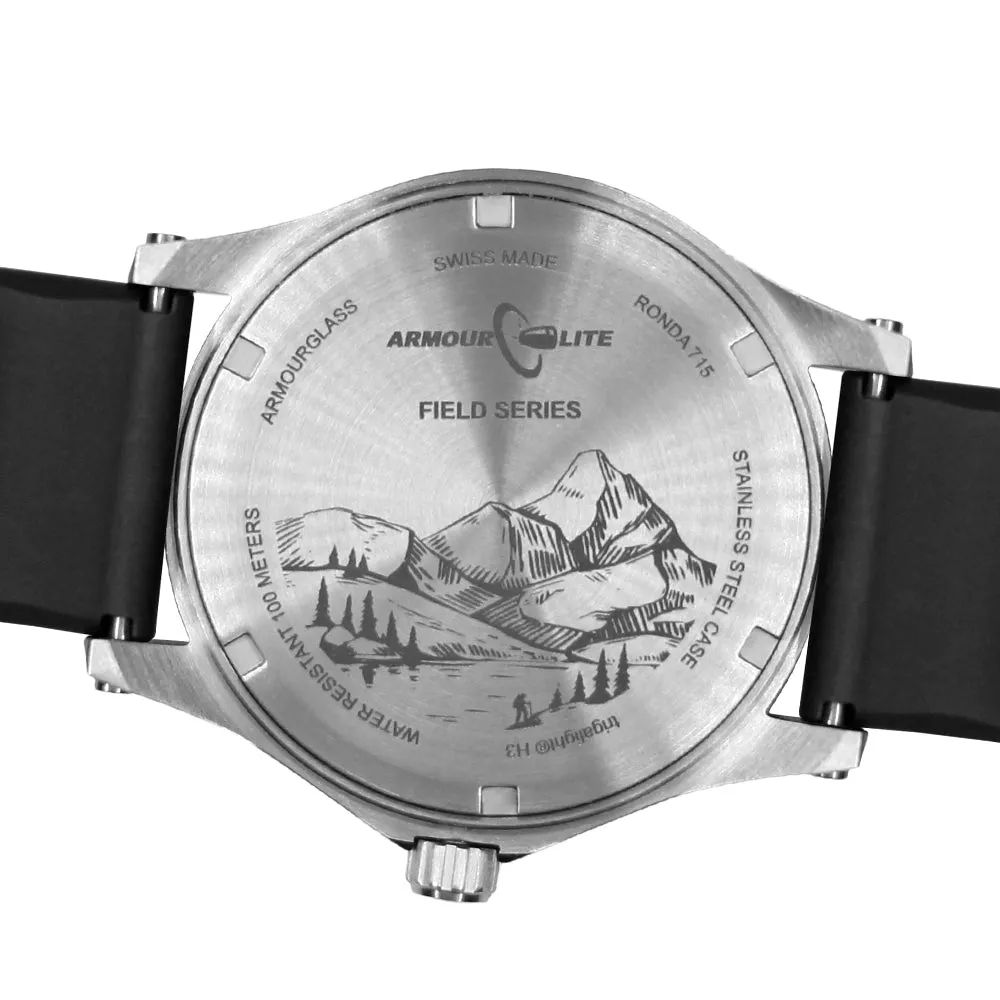 ArmourLite Field Series Tritium Watch, Discount Priced AL136, White Dial, Dive Strap