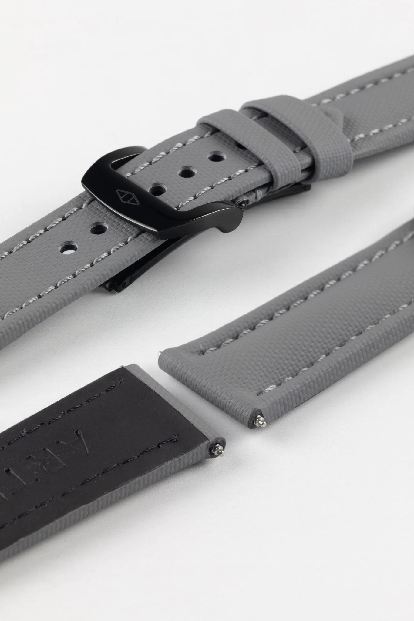 Artem Straps Classic Grey Sailcloth Watch Strap with Grey Stitching