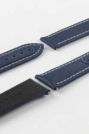 Artem Straps Loop-less™ Navy Blue Sailcloth Watch Strap with White Stitching