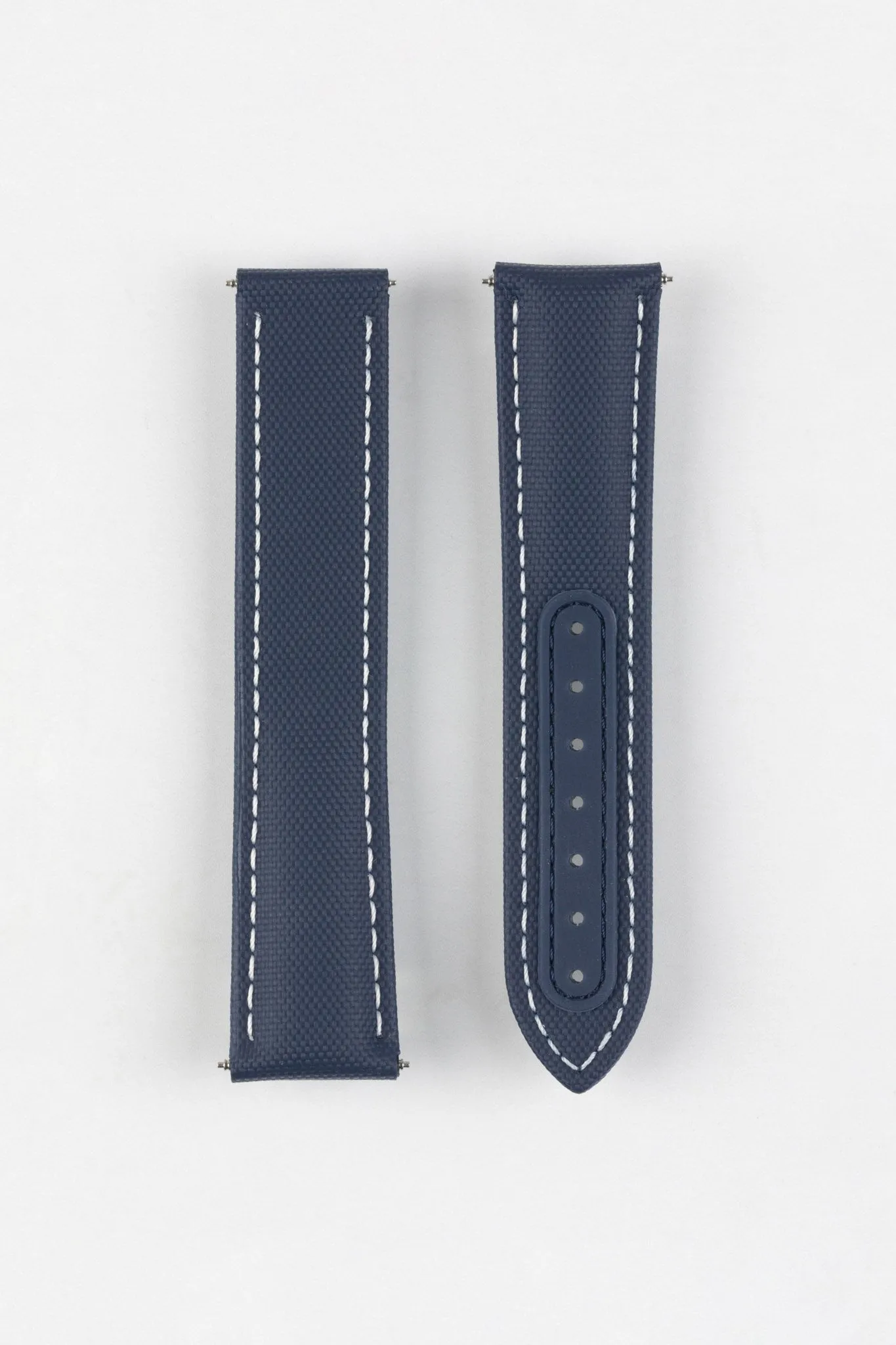 Artem Straps Loop-less™ Navy Blue Sailcloth Watch Strap with White Stitching
