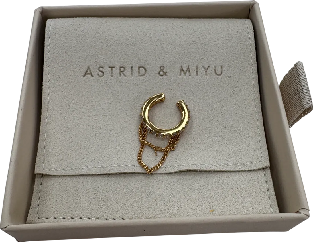 Astrid & Miyu Crystal Chain Drape Ear Cuff In Sterling Silver 18kt Gold Plate