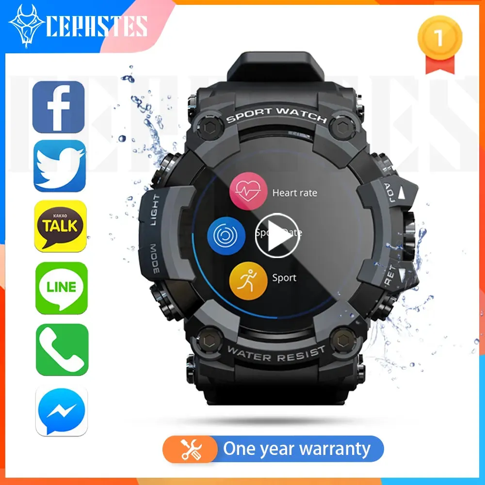 ATTACK Full Touch Screen Fitness Tracker Smart Watch Men Heart Rate Monitor Blood Pressure Smartwatch for Android Ios