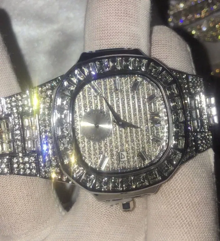 Baguette Watch | Iced Watch | Diamond Watch | Buss Down Watch