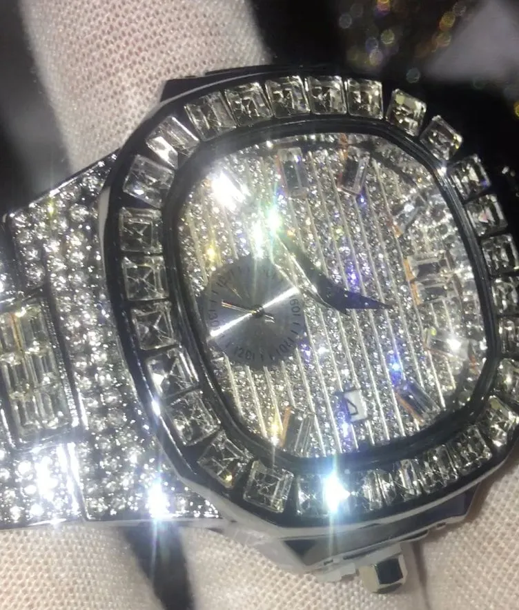 Baguette Watch | Iced Watch | Diamond Watch | Buss Down Watch