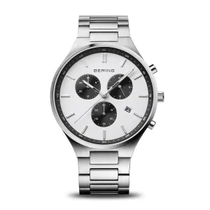 BERING Titan Chrono 43mm Brushed Silver Steel Men's 11743-704