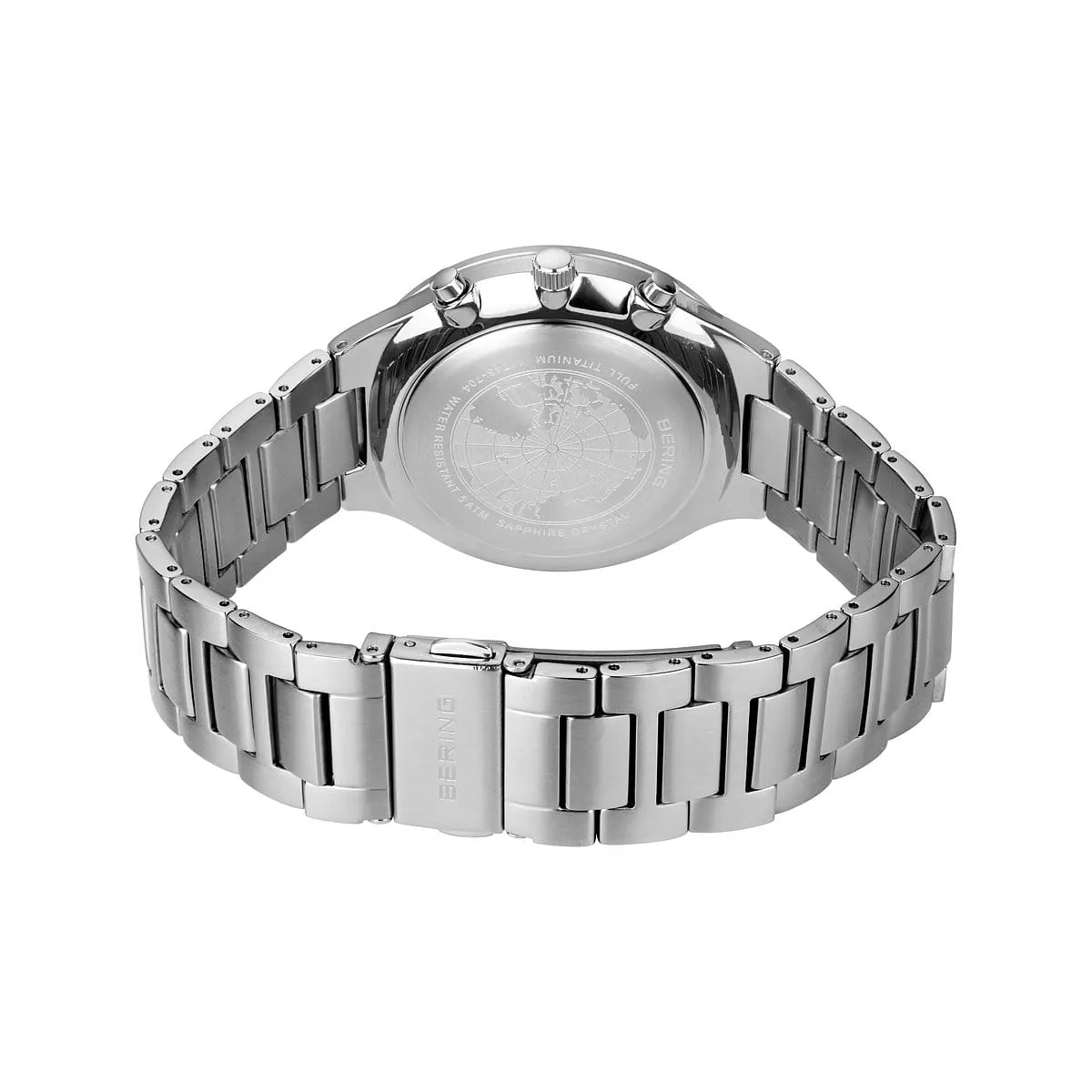 BERING Titan Chrono 43mm Brushed Silver Steel Men's 11743-704